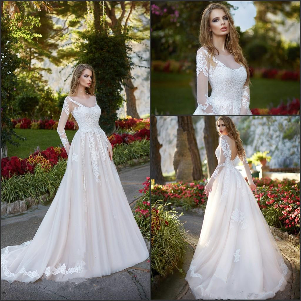 Elegant A-line wedding dress transparent long-sleeved lace applique bridal gown customization, Red
Elegant A-line wedding dress transparent long-sleeved lace applique bridal gown customization, Red