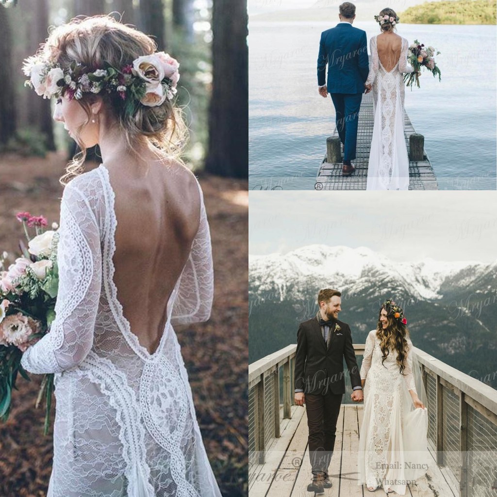 Lace Bohemian Wedding Dresses Vintage French Lace Long Sleeve Boho Farm country Wedding Dress Open Back Bridal Dresses vestido de noiva, White
Lace Bohemian Wedding Dresses Vintage French Lace Long Sleeve Boho Farm country Wedding Dress Open Back Bridal Dresses vestido de noiva, White