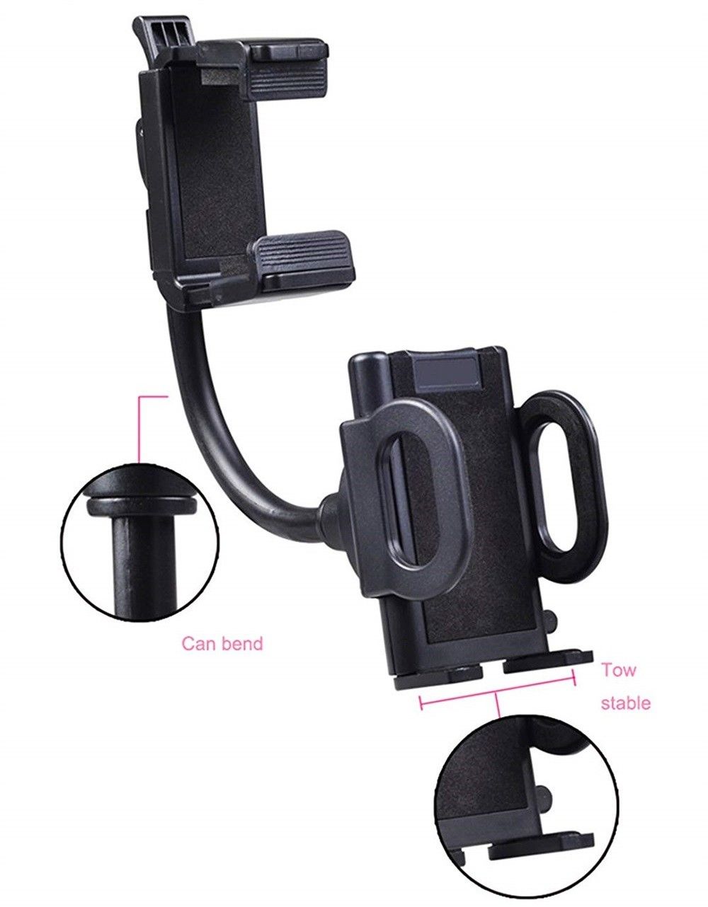 Universal 360° Car Rearview Mirror Mount Stand Holder Cradle For Cell Phone GPS Cell Phone Mounts Holders7602213