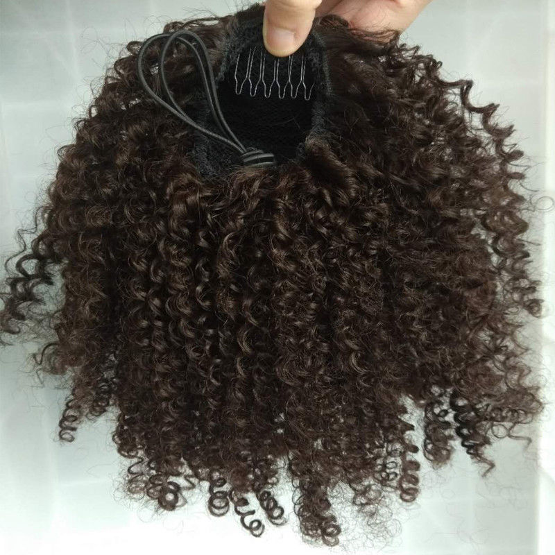 African american curly drawstring ponytail for black women clip in kinky curly ponytail extension 140g side part fluffy texture