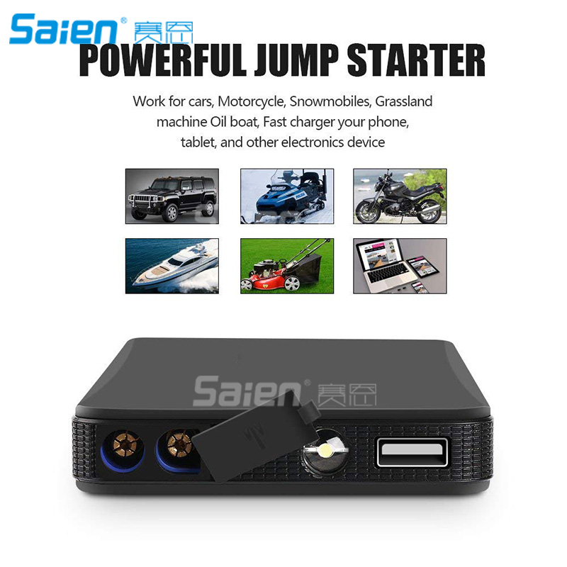 Flashlights Torches Portable Car Jump Starter 400A Peak 8000mAh Up to 25L Gas Car Mini Auto Battery Booster Power Pack with Sma