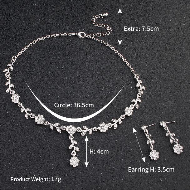 Popular new two piece necklace earrings trendy bridal jewelry set wedding accessories the new hot sell, Silver
Popular new two piece necklace earrings trendy bridal jewelry set wedding accessories the new hot sell, Silver