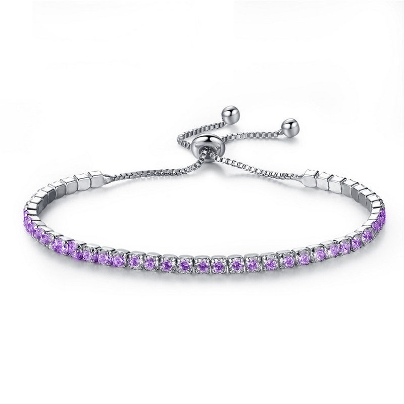 Silver Plated Bracelets Full Diamond Crystal Chain Rhinestone Bangle Bracelet Women Female Gift BR002