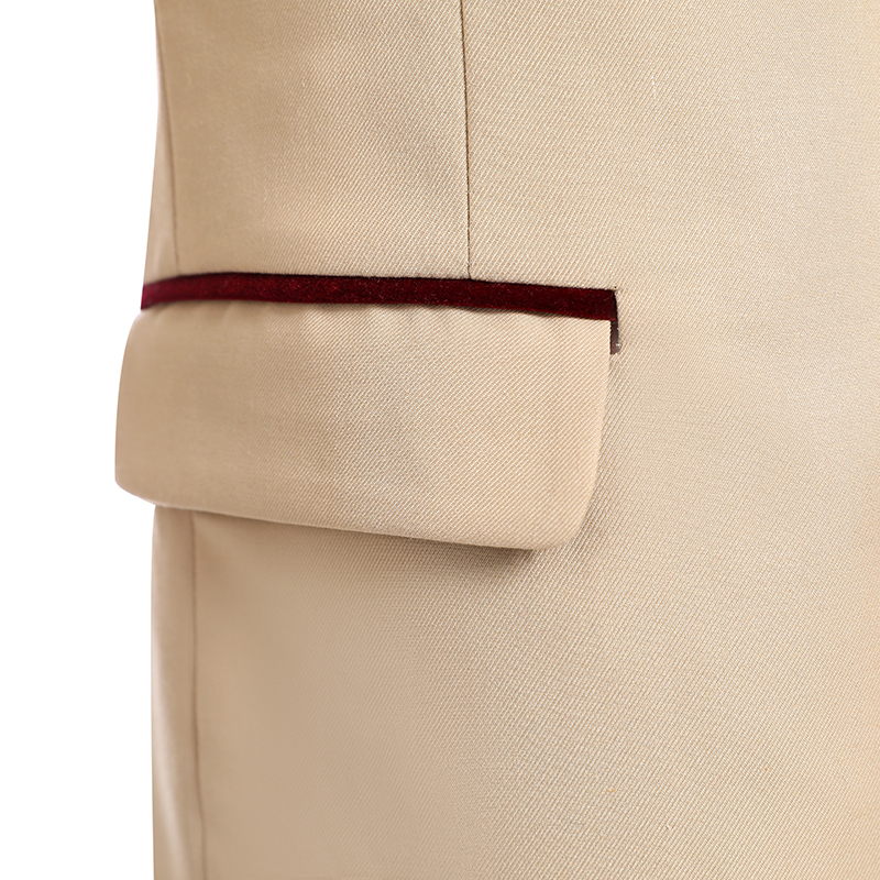 Brand New Champagn Groom Tuxedos Wine Velvet Lapel Side Vent Groomsmen Blazer Excellent Men Dinner Prom Suit(Jacket+Pants+Tie+Vest) NO:163