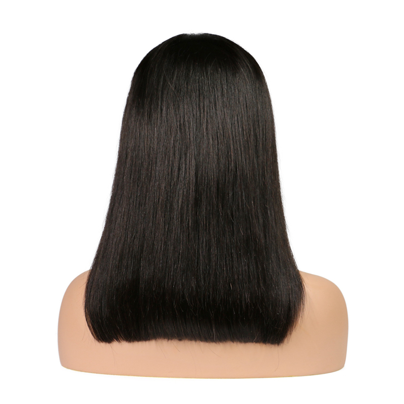 Full Lace Human Hair Wigs For Women Natural Black 130% Density Peruvian Remy Hair Silky Straight Short Bob Lace Front human hair Wigs