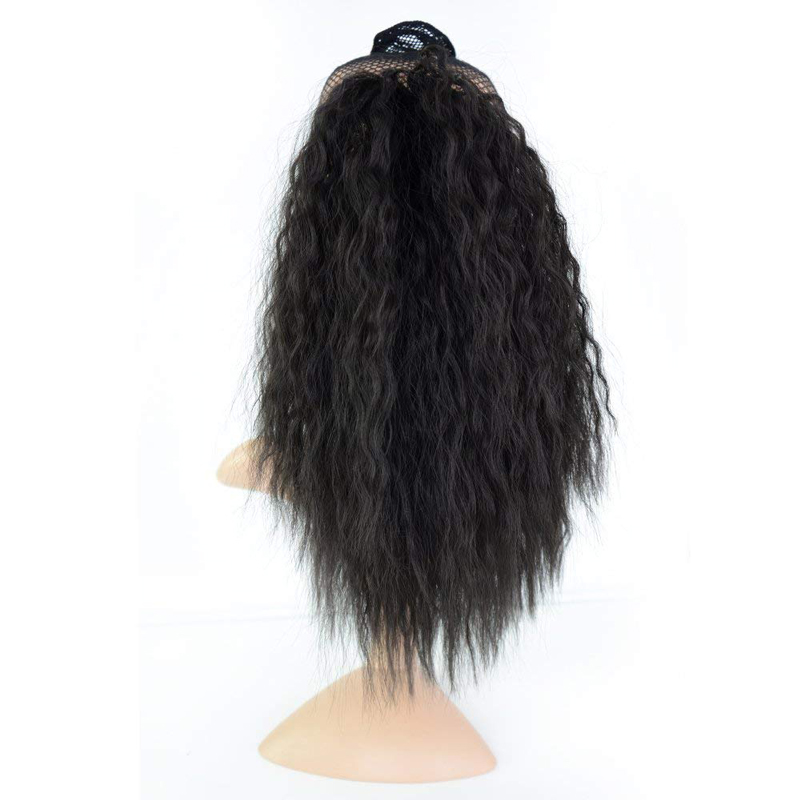 Evermagic hair claw ponytail clip in hair extensions long yaki curly 100% human hairpiece 70-120g with jaw clip color 1B#