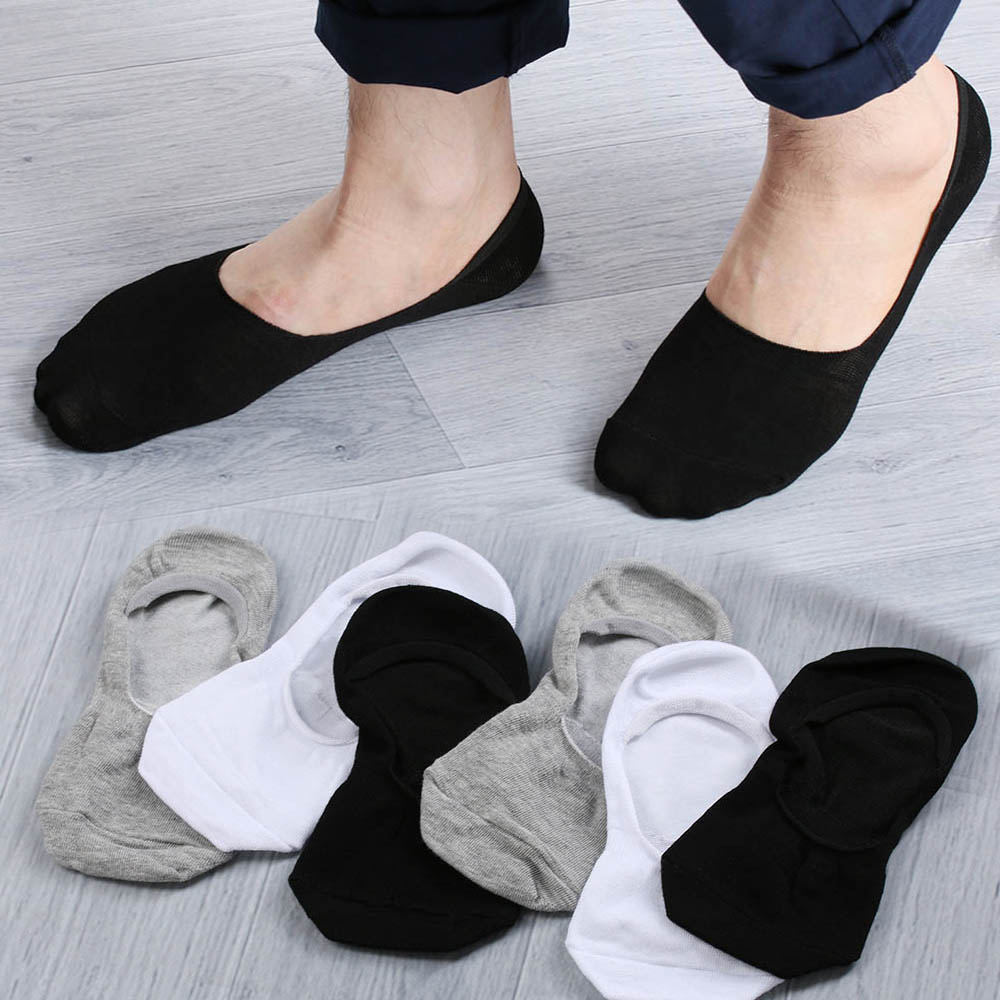 

New 10Pair Casual Men Loafer Boat Non-Slip Invisible Short Socks 5 Colors No Show Nonslip Liner Low Cut Cotton Soft Socks, Black