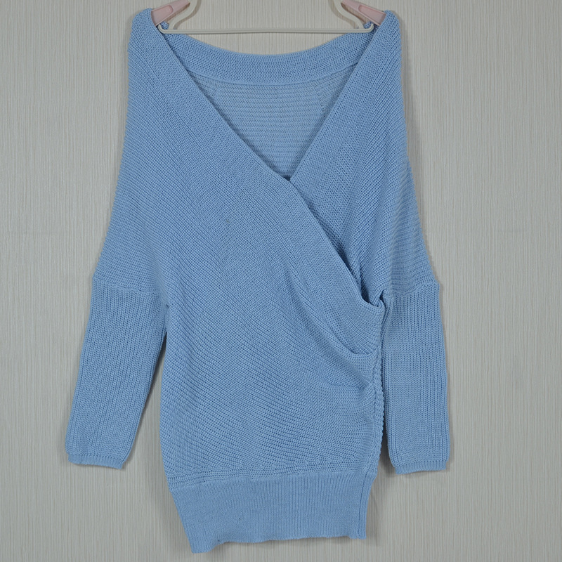 2018 Women Sweater Sexy V neck Cross Knitting Elegant Long Sleeve Pullover Female Winter Clothing Autumn Casual Jumper