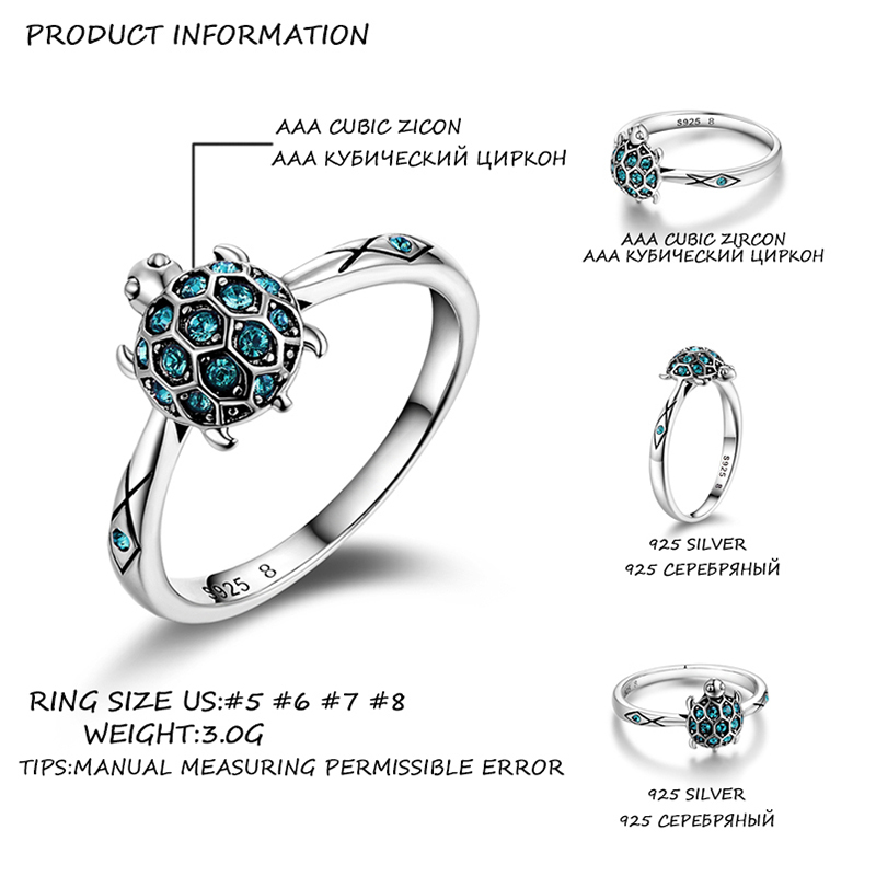 925 Silver Turtle Ring Cute Fashion Jewelry Turtle Ring For Women Young Girl Child Gifts Fit Wedding Engagement Ring S18101607