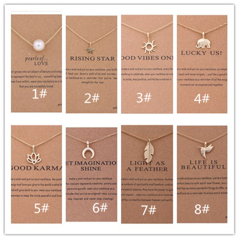 Choker Necklaces With card Packing Gold Color Elephant Pearl Star Sun Flower Leaf Bird Pendant Necklace For Fashion women Jewelry PT
Choker Necklaces With card Packing Gold Color Elephant Pearl Star Sun Flower Leaf Bird Pendant Necklace For Fashion women Jewelry PT