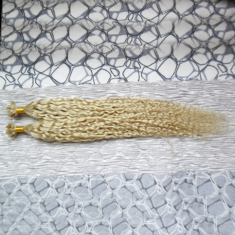 100s Virgin Unprocessed Human Hair Top Quality Bleach Blonde U Tip Hair extension keratine capsule Brazilian kinky curly Hair 100g
