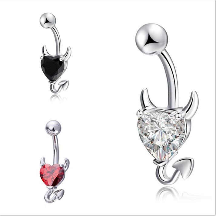 Wholesale Sexy Love Heart Belly Button Rings Belly Piercing Zircon Crystal Body Jewelry Navel Piercing Rings Women Medical stainless steel