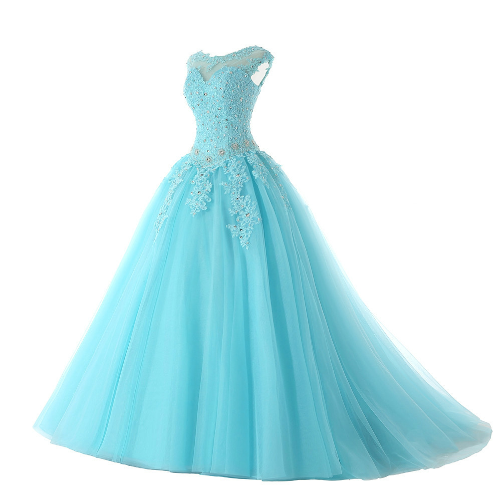 2017 New Sexy Blue Quinceanera Dresses With Appliques Beads Sweet 16 Prom Pageant Debutante Dress Party Gown QC1151