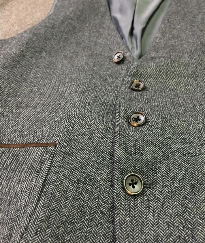 2019 Farm Country Groom Vests For Wedding Party Brown Gray Vest Slim Fit Mens Vests Custom Made Wool Herringbone Tweed Groom Wear