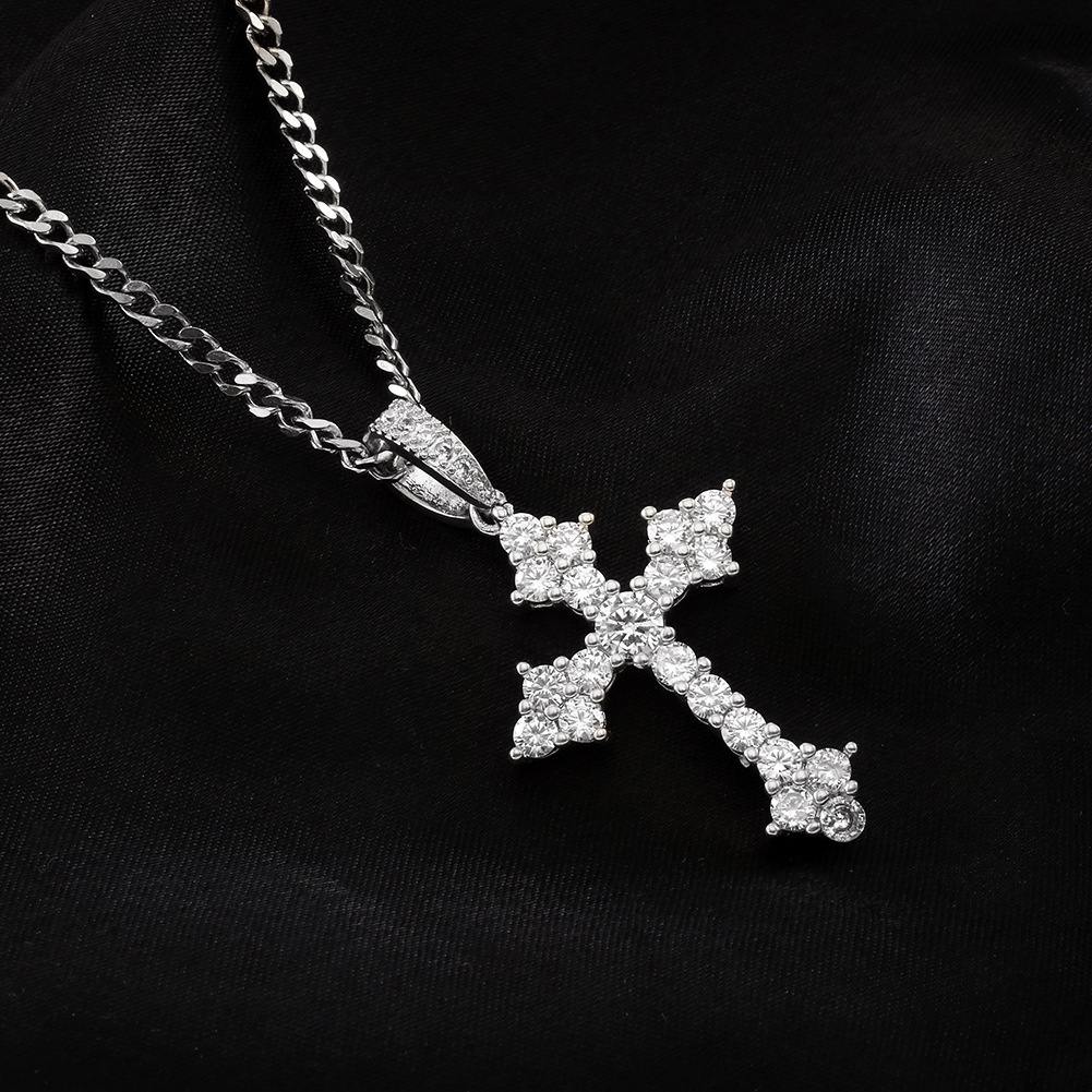 New Mens Luxury Micro Pave Iced Out Cubic Zirconia Cross Pendant Necklace Fashion Charm Jewelry With Tennnis Chain204H