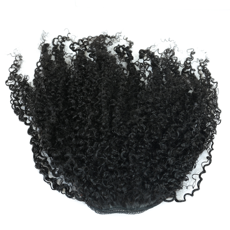 Drawstring human hair pony tail hairpieces afro kinky curly ponytail brazilian virgin hair 120g natural black for black women
