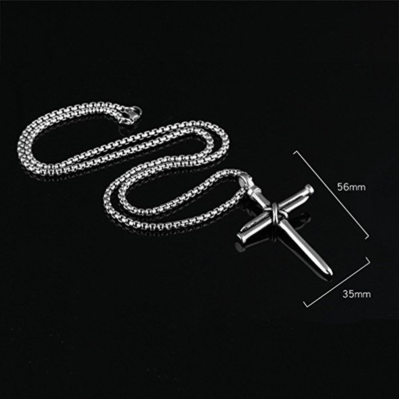 Hip Hop Gothic 316L Stainless Steel Nail Cross Pendant Necklace Gold Plated Mens Jewelry
