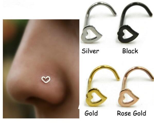 Fashion Heart Nose Rings S Shape Stud Ring Body Jewelry Piercing Stainless Steel Nose Open Hoop Ring Earring Studs Free Shipping от DHgate WW