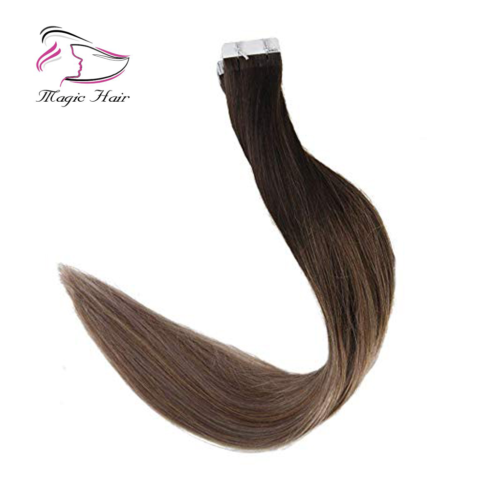 Evermagic Balayage Ombre 2/6/18# Silky straight brazilian tape balayage human hair extension 20pieces 2.5g/pc 50g for one bundle