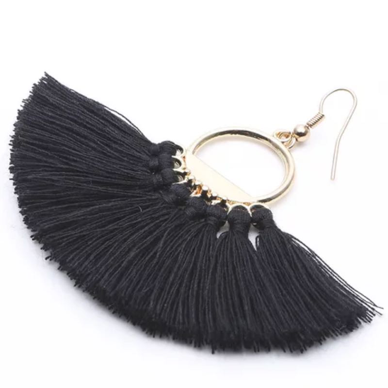 Fashion Women Bohemia Dangle Chandelier Earrings Colorful Hand Made Woven Fringed Earring Fan Shape Semicircle Ear Drop 12 Colors Wholesale
