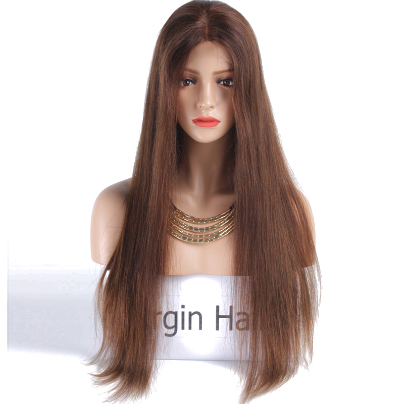 Wholesale Price Brazilian Virgin Hair Lace Wig 4# Silk Straight 20inch 22inch 24inch Hair Wigs Free Shipping