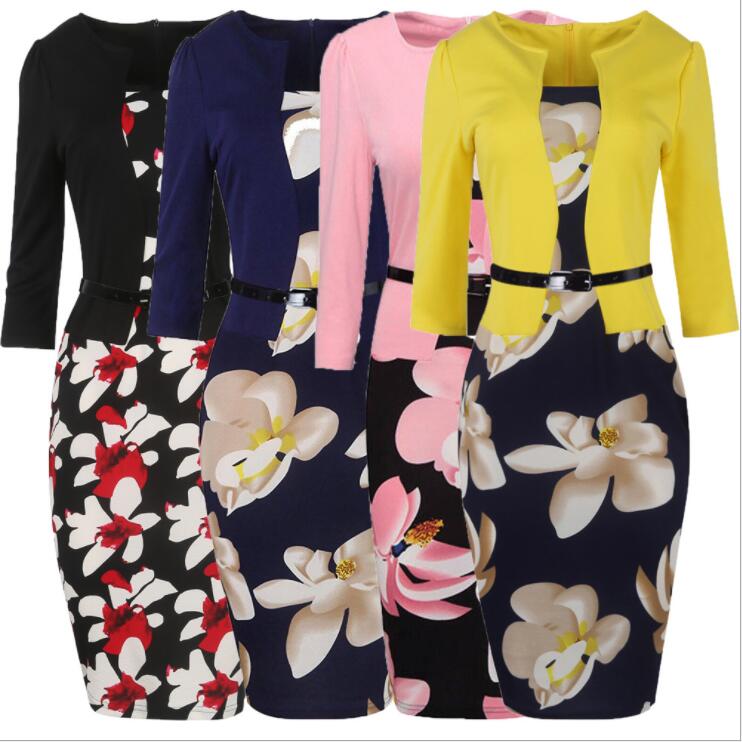 Office Women Fall Patchwork Floral Print Elegant Business Party Formal Office Dress Plus Size Bodycon Pencil Work Bodycon Vintage Dress, Blue
Office Women Fall Patchwork Floral Print Elegant Business Party Formal Office Dress Plus Size Bodycon Pencil Work Bodycon Vintage Dress, Blue