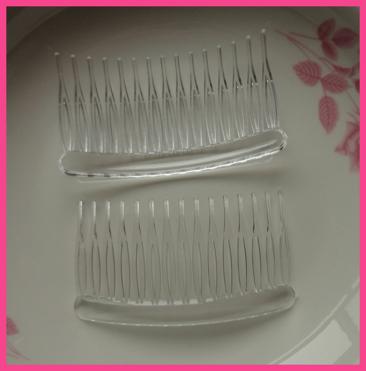 20PCS 15teeth medium size 4.5cm*8.0cm White Clear plain Plastic hair combs for diy hair accessories,Side combs for bridal wedding