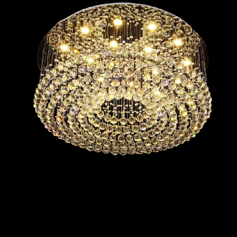 Contemporary Round LED Crystal Chandelier Rain drop K9 Crystals Celling Lamp Flush Mount Indoor Lighting