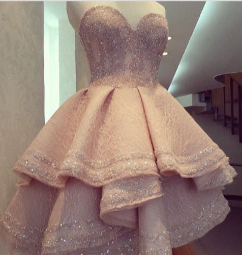 Short Crystal Sweetheart Tiered Homecoming Graduation Dresses Blush Pink Sexy Cocktail Party Prom Ball Gowns Beaded Formal Evening Dress