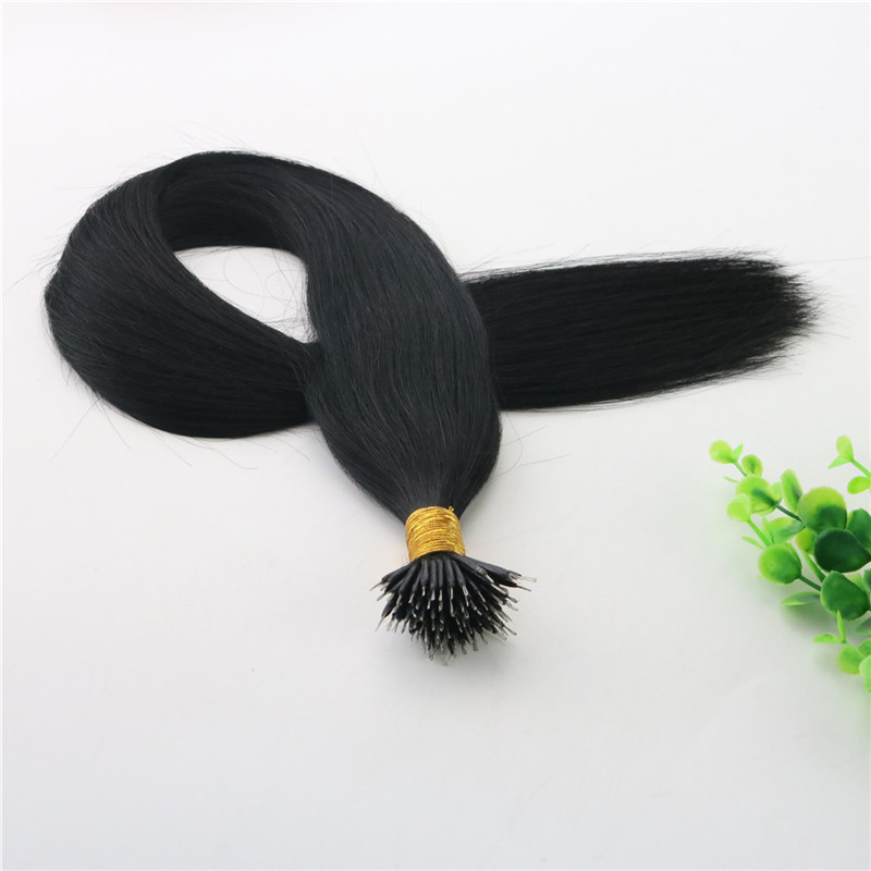 Natural Color Black Straight Hair 9A Brazilian Hair Extensions 14inch-26inch 100Strands 100gram Nano Ring Human Hair Extensions
