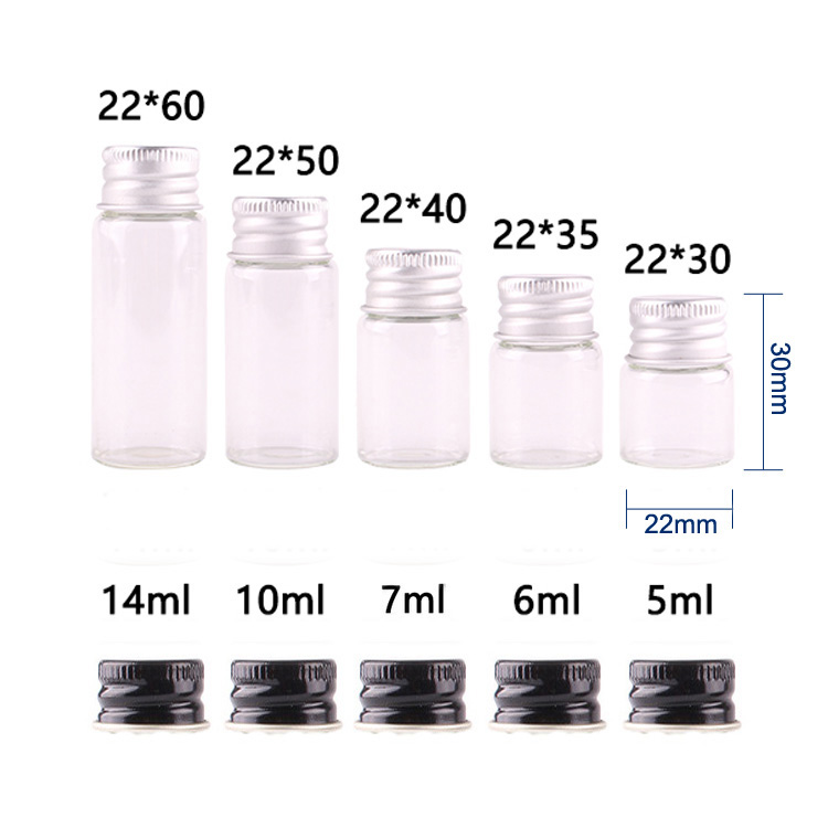 50pcs 5ml 6ml 7ml 10ml 14ml Clear Glass Bottle With Aluminum Cap 1/3oz Small Glass Small Vials For Essential Oil Use
50pcs 5ml 6ml 7ml 10ml 14ml Clear Glass Bottle With Aluminum Cap 1/3oz Small Glass Small Vials For Essential Oil Use