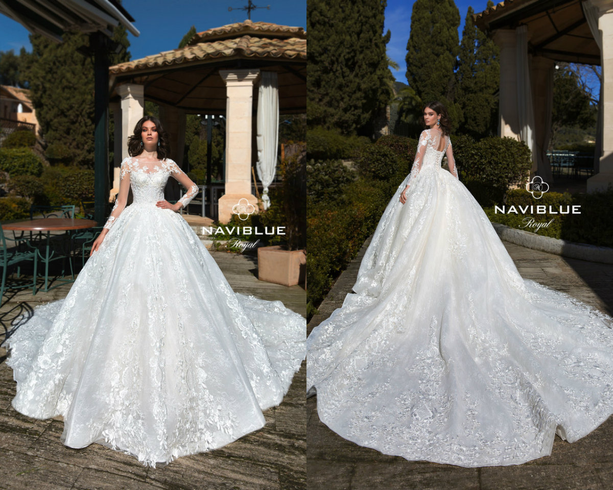 Luxury Modest Wedding Dresses Jewel Neck Lace Appliqued Long Sleeve Country Bridal Dress Sweep Train Ball Gown Wedding Dress Plus Size