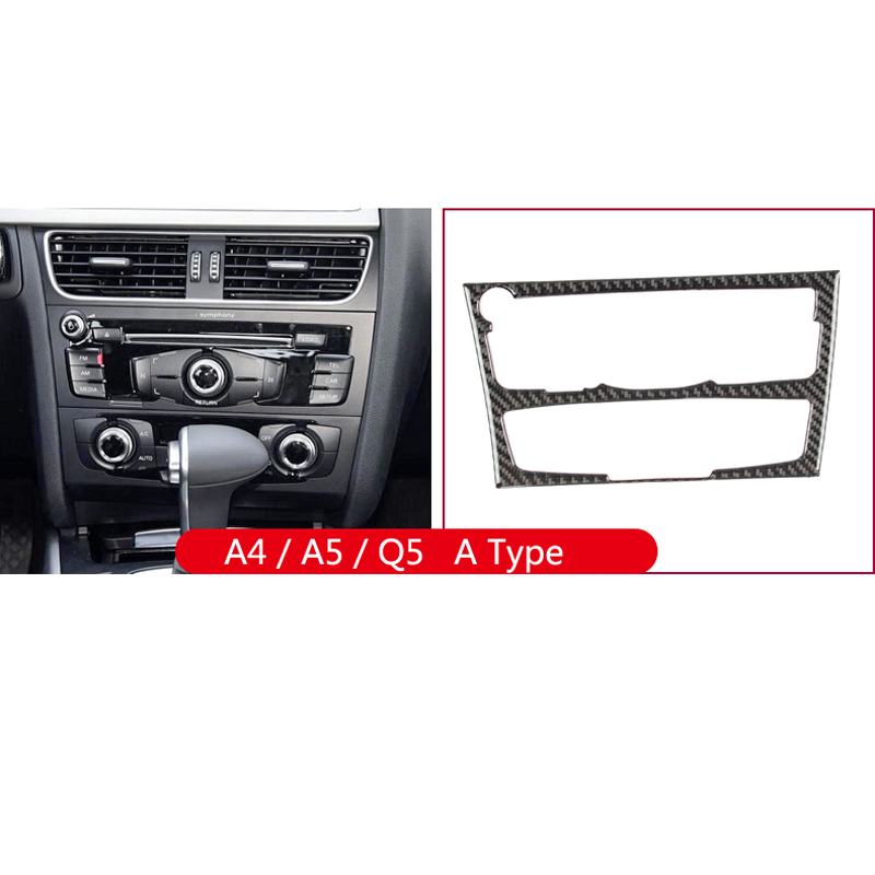 Carbon Fiber Interior Trim Air conditioning CD Control Panel Cover Frame Car Styling Stickers For Audi A4 B8 A5 Q5 Accessories