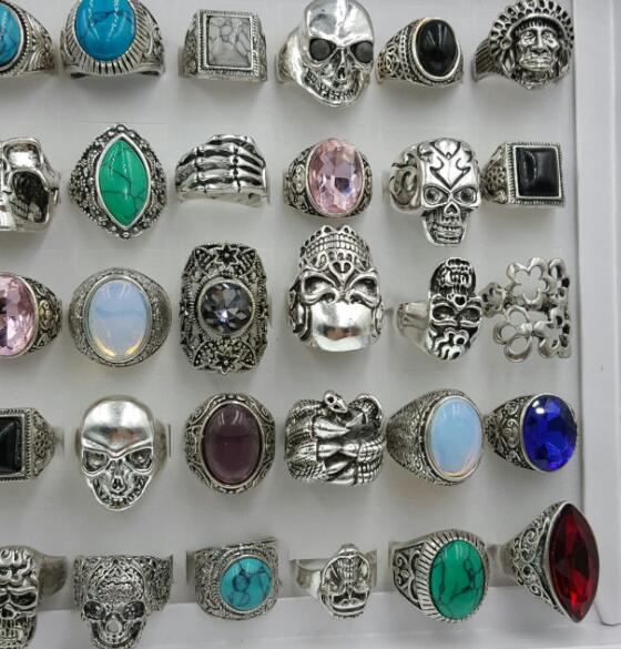 Fashion Women Exaggeration large Gemstone resin Antique Silver Cartoon skull ring Turquoise Jewel ring Mixed many Styles
Fashion Women Exaggeration large Gemstone resin Antique Silver Cartoon skull ring Turquoise Jewel ring Mixed many Styles