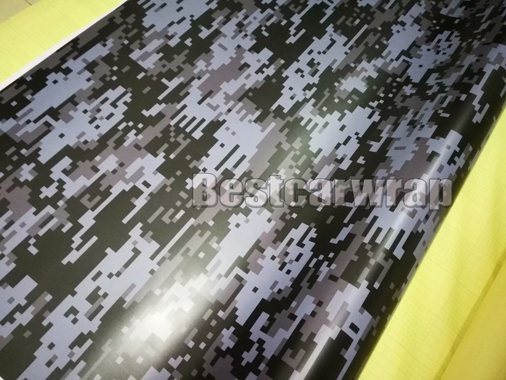 Black gray Digital Camouflage Vinyl wrap for car wrap covering with air bubble free self adheisve 1.52x30m 5x98ft
