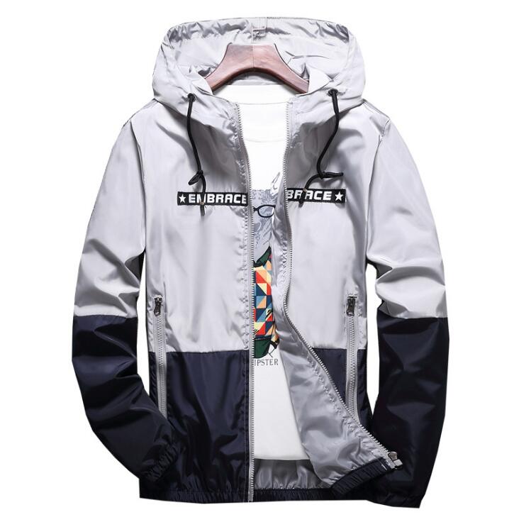 Color Matching Jacket Men Windbreaker Jacket Men's Hooded Casual Jackets Male Coat Thin Men Coat Outwear 4XL