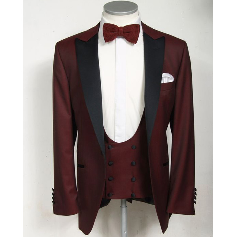 2018 Burgundy Business Men Suits Peaked Lapel Custom Made Wedding Groom Tuxedos Groomsmen Suit (Jacket + Pants + Vest, Same as image
2018 Burgundy Business Men Suits Peaked Lapel Custom Made Wedding Groom Tuxedos Groomsmen Suit (Jacket + Pants + Vest, Same as image