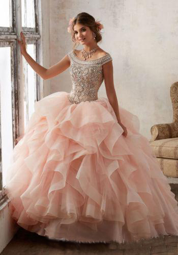 Ball Gown Quinceanera Scoop Formal Party Dress for Girl Beading Pageant Dresses Custom Made