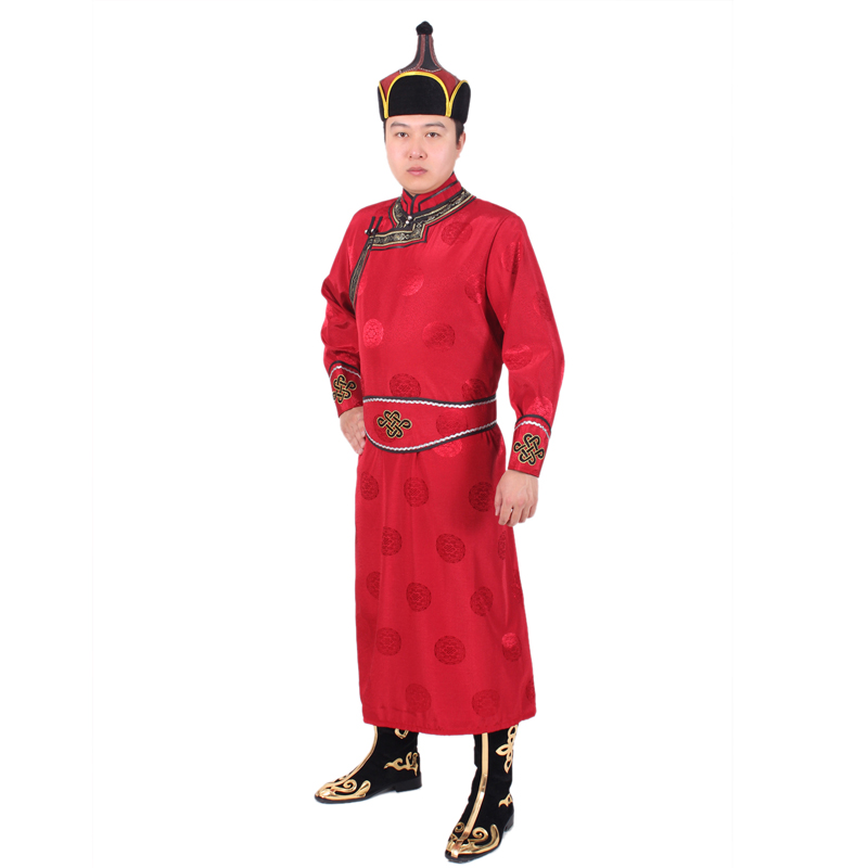 New fashion Mongolian long robe men's wedding party ethnic clothing grassland living costume Chinese national dress male