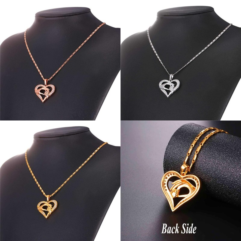 Heart Shape Mom Loves Baby Hand in Hand 925 Sterling Silver necklace Zircon Charm Necklace & Pendant Mother's day Gift For Mom
Heart Shape Mom Loves Baby Hand in Hand 925 Sterling Silver necklace Zircon Charm Necklace & Pendant Mother's day Gift For Mom