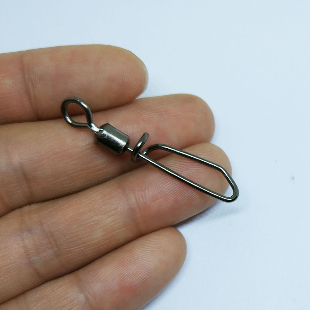 200pcslot Stainless Fishing Swivels Snap Freshwater Saltwater Rolling Swivel with Tshape Snap Quick Change Snap Crap Fishing Con