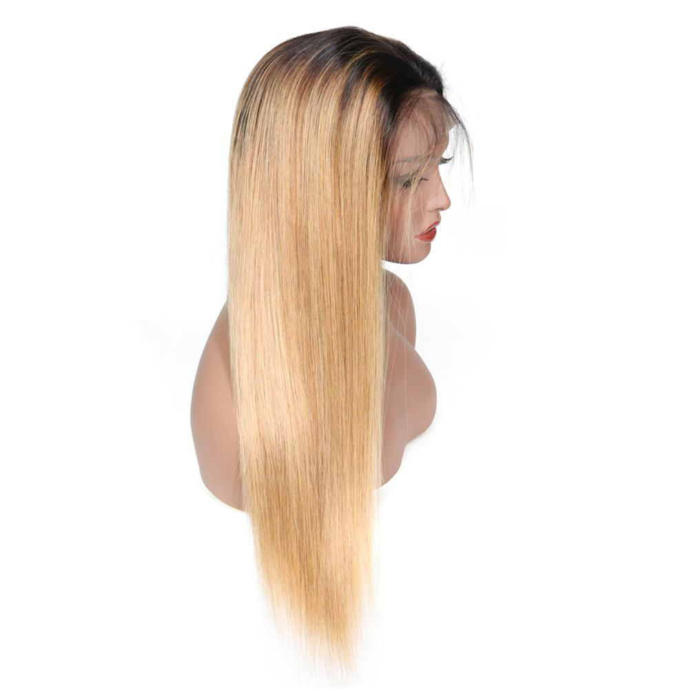 9A Brazilian 150 Density ombre color t1b/18 Full Lace Human Wigs with Baby Hair straight lace front human Hair Wigs