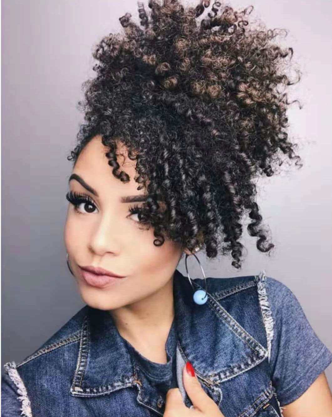 afro kinky ponytail clip in Afro kinky curly hair drawstring pony tail brazilian virgin hair extension 120g for Black women