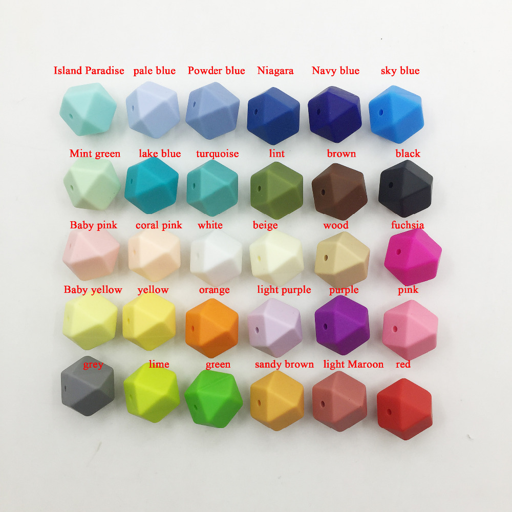 232MM Biggest Geometric Hexagon Silicone Beads DIY Lot of 100pcs Hexagon Loose Individual Silicone Beads in 30 Colors