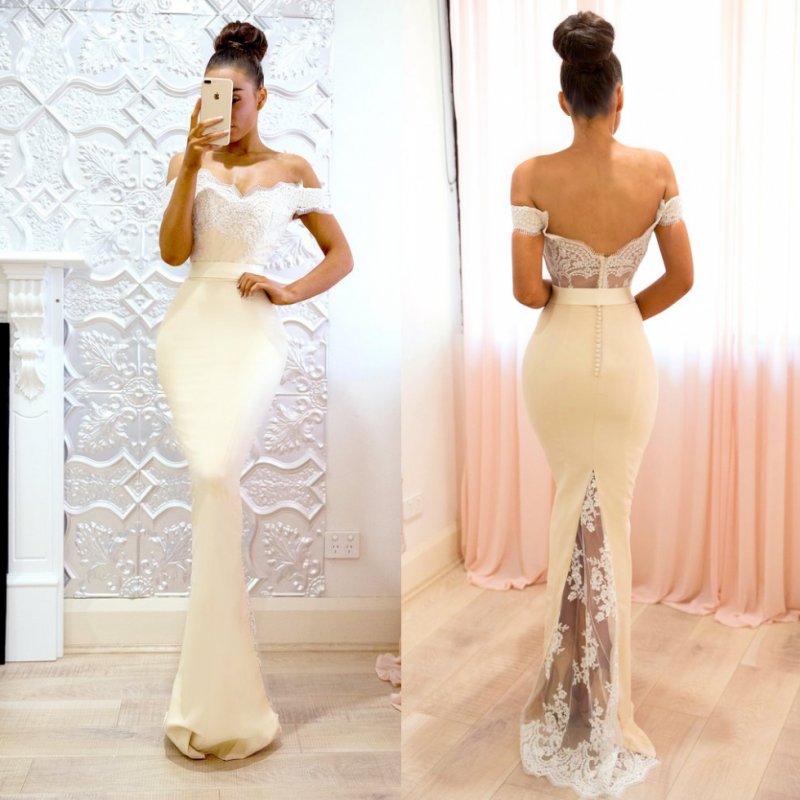 Fashion Sheath Country Bridesmaids Dresses Off The Shoulder Lace Wedding Guest Dress Appliqued Cheap Long Maid Of Honor Gowns
Fashion Sheath Country Bridesmaids Dresses Off The Shoulder Lace Wedding Guest Dress Appliqued Cheap Long Maid Of Honor Gowns