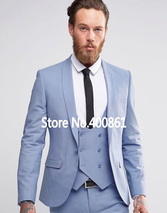 Classic Style One Button Light Blue Groom Tuxedos Shawl Lapel Groomsmen Best Man Blazer Mens Wedding Suits (Jacket+Pants+Vest+Tie) H:658, Same as image
Classic Style One Button Light Blue Groom Tuxedos Shawl Lapel Groomsmen Best Man Blazer Mens Wedding Suits (Jacket+Pants+Vest+Tie) H:658, Same as image