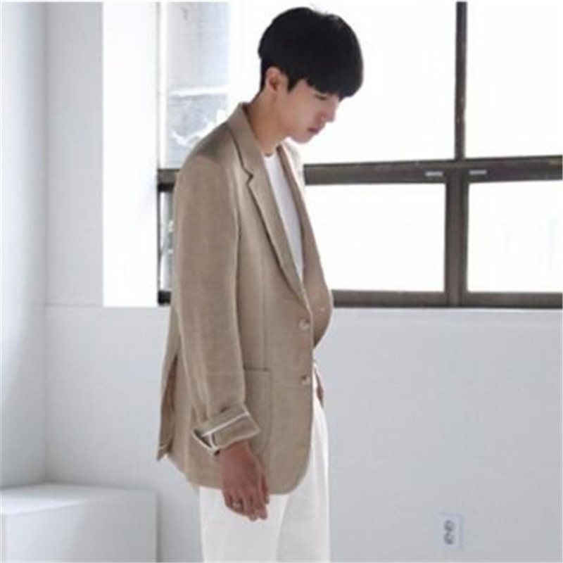 Simple Men Blazer Casual Loose Baggy Blazer Mens Cotton And Linen Summer Breathable Thin Homme Big Size 3XL DS5012