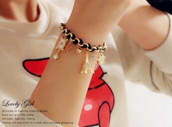hot Fashion new star flower heart-shaped card rope Eiffel Tower crystal bracelet female fashion classic exquisite