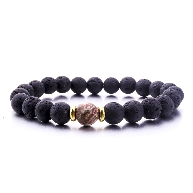 Silver Gold Color Natural Black Lava Stone Turquoise Tiger's Eye Bracelet Vaolcano Stone Aromatherapy Essential Oil Diffuser Bracelet