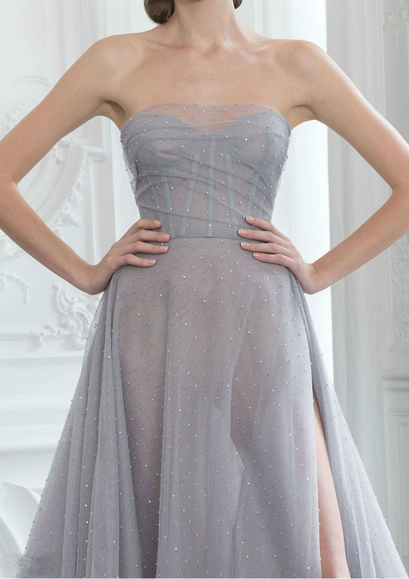 Classic 2022 Newest Prom Dress Illusion Sweetheart Exposed Boning Beaded Sweep Train Evening Dresses High Side Split